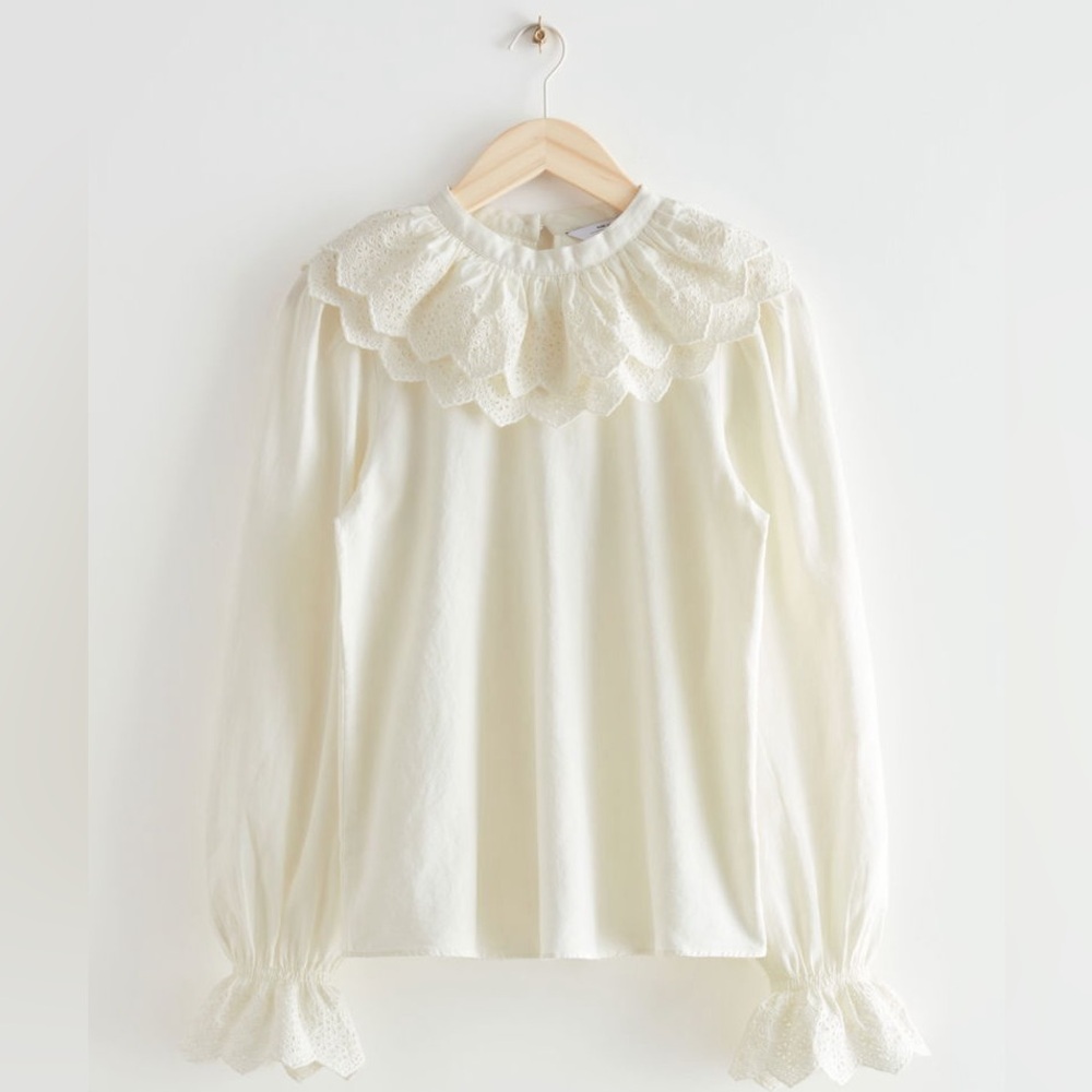 “& other stories” long sleeve lace collar shirt